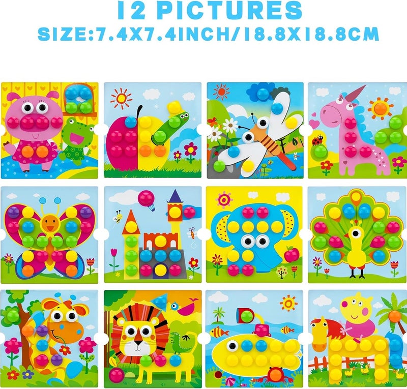 AluAbi Button Art Toys for Toddlers  Crafts for Toddler Toys Age 2-4  Early Learning Educational Toys  Color Matching Puzzle  Fine Motor Skills Game  Preschool Learning Toys for Boys & Girls 3+ - Image 5